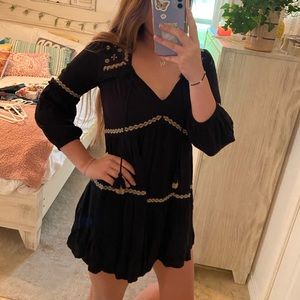 Boho Flowy Embroidered Dress